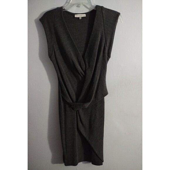 IRO Women's Sz Medium Gray Chandra Wool V-Neck Mini Dress Bodycon - Picture 2 of 6